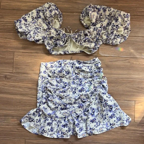 Missguided Floral Purple and White Women's Co-ord Set - Picture 8 of 14